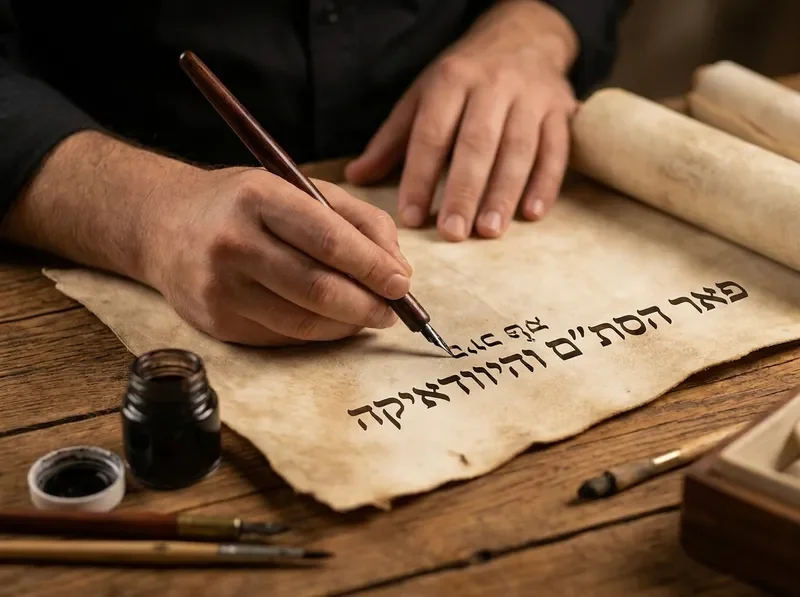 כתיבת סת"ם על קלף בידי סופר מוסמך